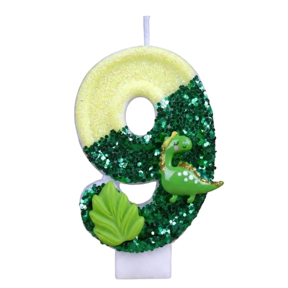 Green Dinosaur Number Birthday Candle, Creative Cartoon Animal Cake Topper for Party Decor, Fun Birthday Celebration Supplies, Decorative Accessory, Number 9