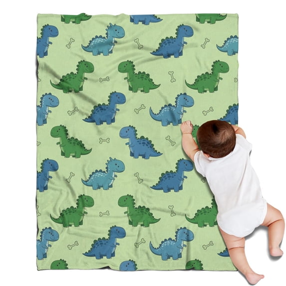 Green Dinosaurs Bones Pattern Blanket,Comfortable Soft Flannel Throw Blanket,All Season,Warm Lightweight Blankets for Sofa Bed Couch Living Room Chair,30"x40"