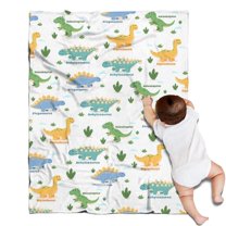 Green Dinosaurs Cacti Pattern Blanket,Comfortable Soft Flannel Throw Blanket,All Season,Warm Lightweight Blankets for Sofa Bed Couch Living Room Chair,30"x40"