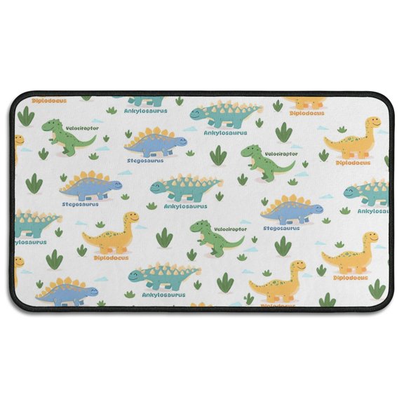 Green Dinosaurs Cacti Pattern Door Rugs,Washable Non Slip Door Mats Indoor,Decorative Door Mats,Entry Mat Indoor for Entrance,Bedroom,Kitchen,Bathroom,30"x17"
