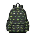 thumbnail image 1 of Green Dinosaurs MultiShapes Pattern Cute School Backpack with Padded Back and Adjustable Shoulder Straps 13.4"x11"x4.7", 1 of 5