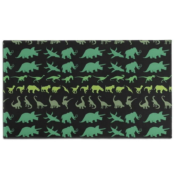 Green Dinosaurs MultiShapes Pattern Door Rugs,Washable Non Slip Door Mats Indoor,Decorative Door Mats,Entry Mat Indoor for Entrance,Bedroom,Kitchen,Bathroom,17"x30"