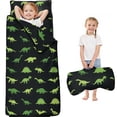 thumbnail image 1 of Green Dinosaurs MultiShapes Pattern Teens Toddler Nap Mat with Pillow, Sleeping Mat Bag for Preschool Daycare 59"x22", 1 of 6