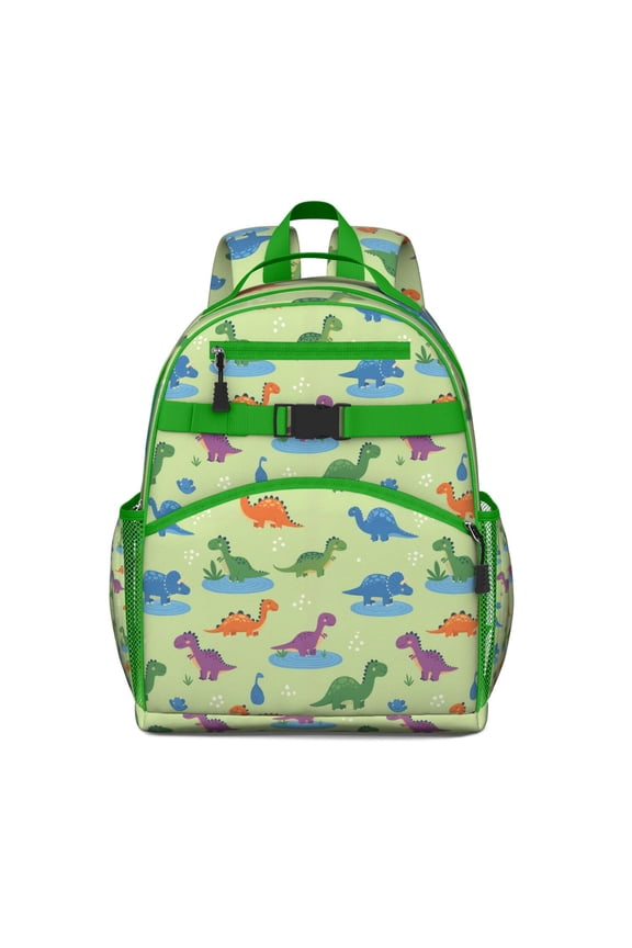 Green Dinosaurs Ponds Pattern Backpack for School,Cute School Bag,Schoolbag with Adjustable Shoulder Straps & Padded Back,15.25"x11.5"x5.25"