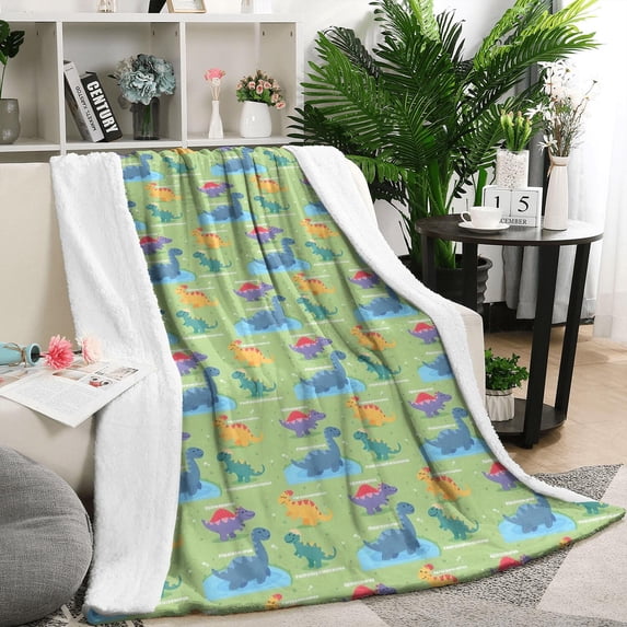 Green Dinosaurs Ponds Pattern Blanket,Comfortable Soft Flannel Throw Blanket,All Season,Warm Lightweight Blankets for Sofa Bed Couch Living Room Chair,50"x60"