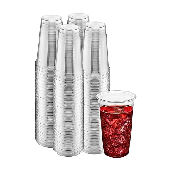 Green Direct 20 oz. Disposable Clear Drinking Plastic Cups for Boba Tea Ice Coffee 100 Pack