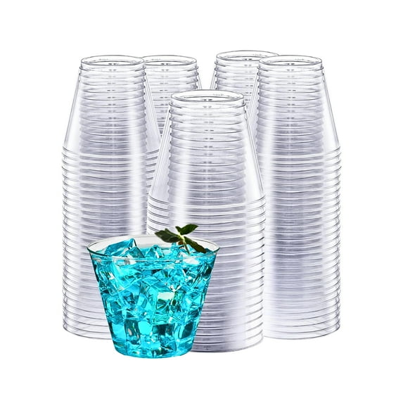 Green Direct 5 oz Clear Hard Plastic Tumbler Cups - Disposable Heavy-Duty Plastic Cups for Weddings, Cocktails, and Bars - Elegant, Transparent Drinkware - 100 Pack for Parties and Events