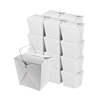 Green Direct Chinese Take Out Food Boxes with Metal Wire Handle White Pack of 50 Containers