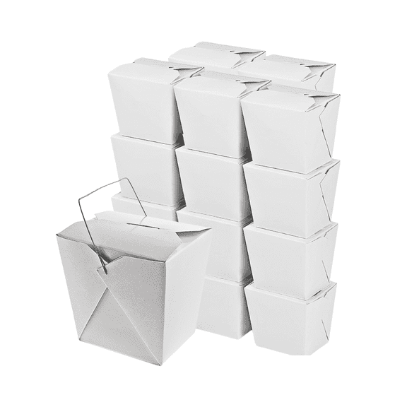 Green Direct Chinese Take Out Food Boxes with Metal Wire Handle White Pack of 50 Containers