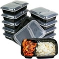 thumbnail image 1 of Green Direct Lunch Box Sets / Large Food Container with Lid / 2 Compartment Bento Box, Microwaveable, Freezer & Dishwasher Safe, Leak Proof, 10 Pack, 1 of 5
