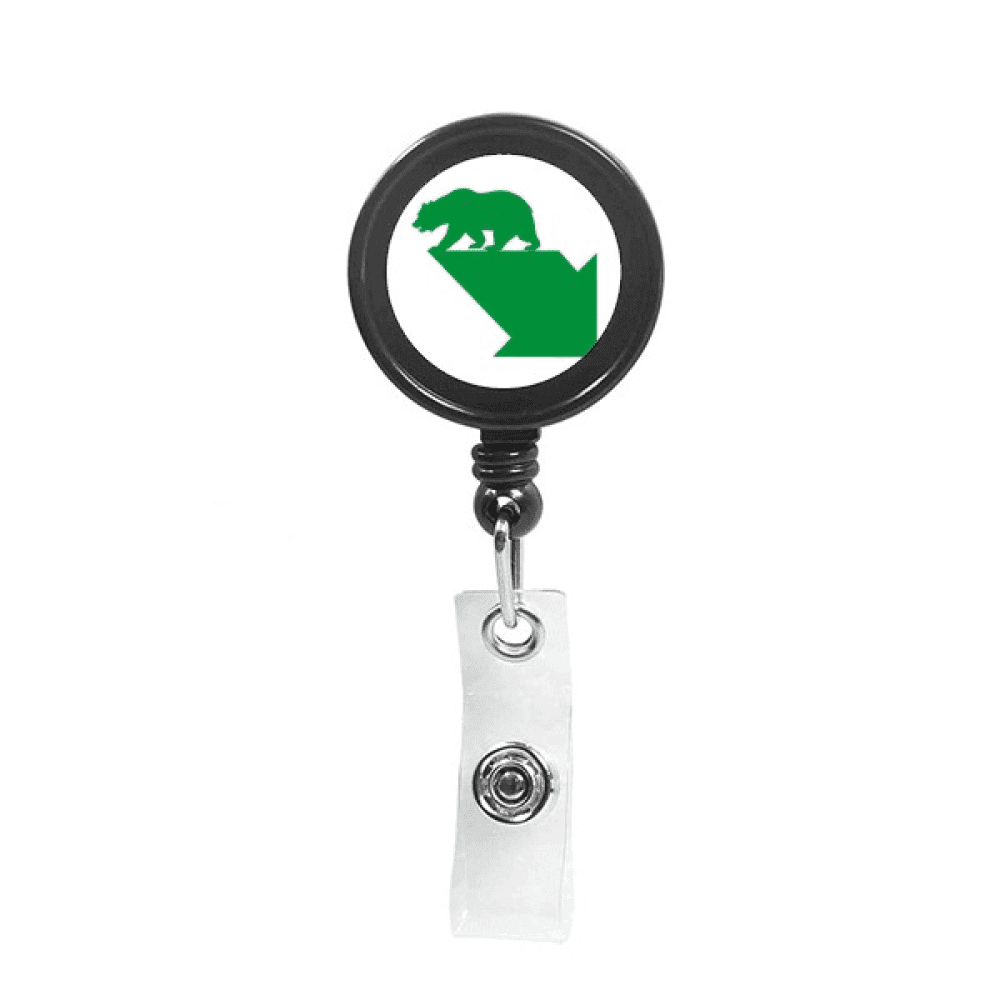 Green Disadvantage Bear Market Retractable Keychain Badge Holder ID Badge
