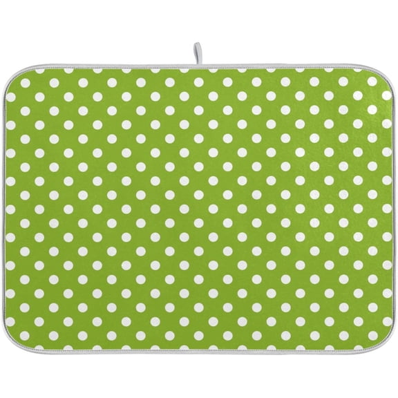 Green Dish Drying Mat for Kitchen White Polka Dot Mint Green Microfiber Drying Mats Absorbent Reversible Dish Pad Medium Dish Draining Mat 16x18 inch