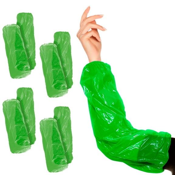 Green Disposable Arm Sleeves, 18-Inch. Pack of 2000 Arm Sleeve Protectors with Elastic Ends, Waterproof Polyethylene