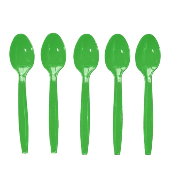 Green Disposable Paper Spoon with Plastic Handle, 10-Pack Party Cutlery for Graduation Events, Eco-Friendly Serving Utensils.