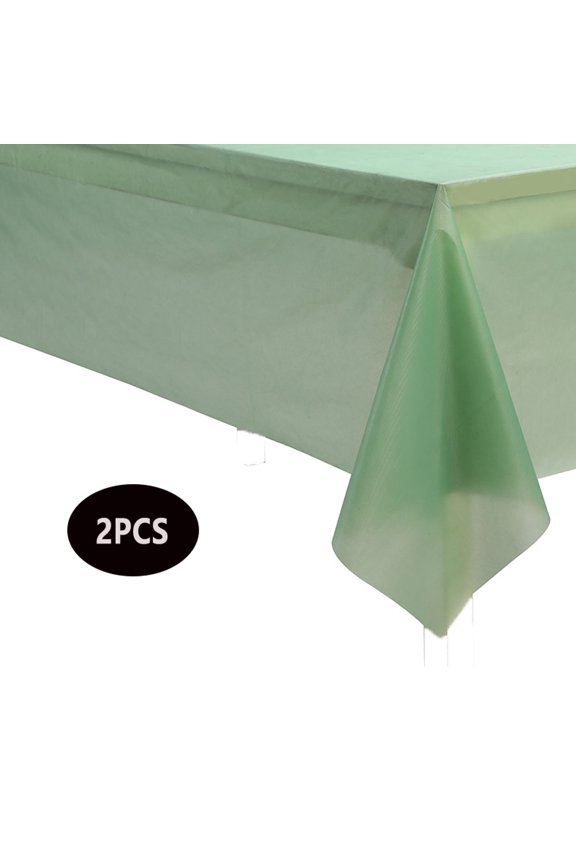 Green Disposable Plastic Party Tablecloth [2-Pack] 54 x 108” Rectangle Table Cover for Indoor & Outdoor Use