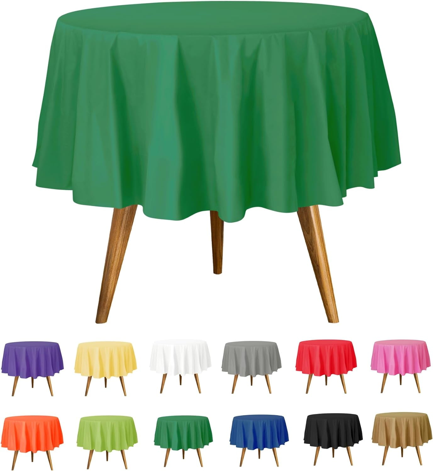 Green Disposable Plastic Tablecloth for Round Tables (36 Pack) Table