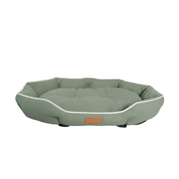 Green Dog Bed For Small Medium Dogs Cat Cuddler Plush Oval Pet Mat With Raised Rim Washable Soft Sleeping Cushion For Kennel