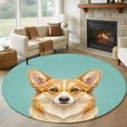 thumbnail image 1 of Green Dog Round Rug 7ft Washable Circle Rugs Non Slip Funny Animals Modern Art Large Area Rug Indoor Floor Carpet for Bedroom Kitchen Living Room Home Office Dining Room Nursery, 1 of 8