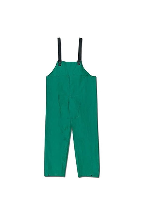 Green Dominator .42 mm Polyester And PVC Bib Pants With Take Up Snaps On Ankles