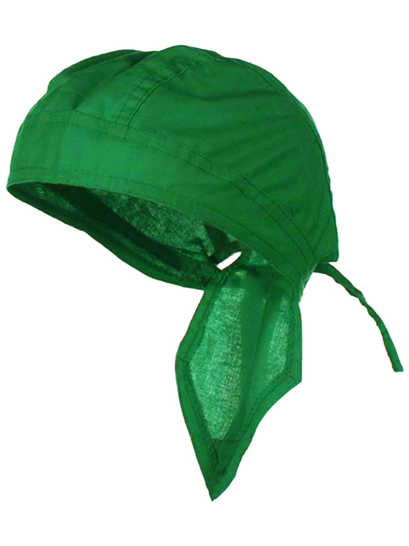 Green Doo Rag Durag Chemo Headwrap Solid Color Bandana Cotton