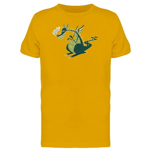 Green Dragon Cartoon Drawing T-Shirt Men -Image by Shutterstock, Male Large