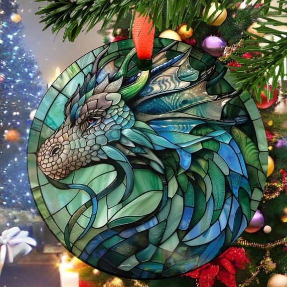 Green Dragon Christmas Ornament, Ceramic/Acrylic Ornament, Special Keepsake for Mother, Valentine Ornament Gift, Seasonal Festival Keepsake, Commemorative 2025