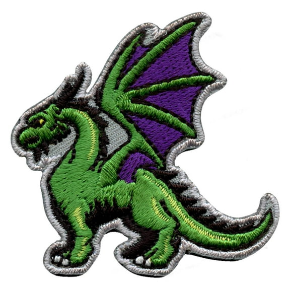 Green Dragon Embroidered Iron On Patch