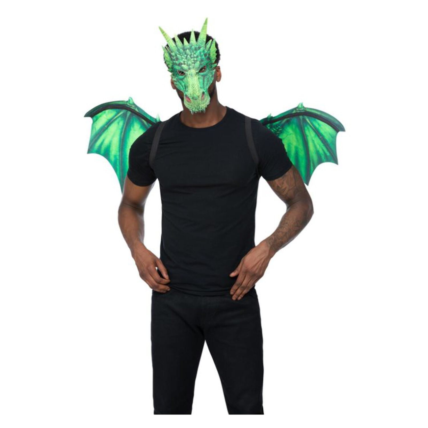 Green Dragon Kit Adult Instant Disguise Mask Wings Green Dragon Kit Adult Instant Disguise Mask Wings