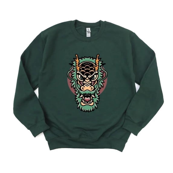 Green Dragon Mythical Creature Fantasy Jade Emerald Cool Sweatshirt, for men & women, up to size 5XL