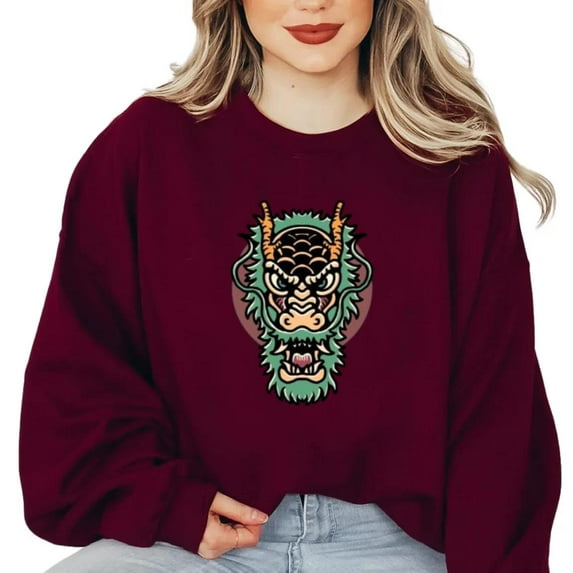 Green Dragon Mythical Creature Fantasy Jade Emerald Cool Sweatshirt, for men & women, up to size 5XL