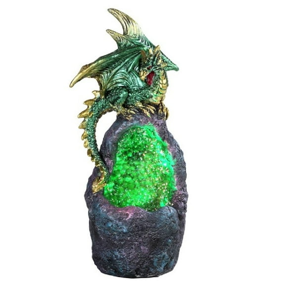 Green Dragon On LED Crystal Stone Figurine