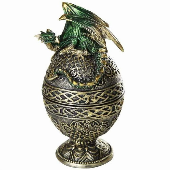 Green Dragon Ornate Egg Trinket Box by Medieval Collectibles
