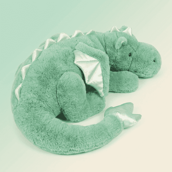 Green Dragon Plush Pillow, 35in Soft Stuffed Animal Cuddle Pillow, Cute Decorative Pillow for Bedroom and Living Room