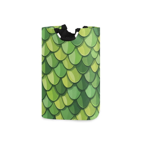 Green Dragon Scales Laundry Basket with Handles Foldable Laundry Hamper Freestanding Washing Bin 50L