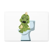 Green Dragon Sitting On Toilet Funny Canvas Wall Art for Home Decor Ready-to-Hand