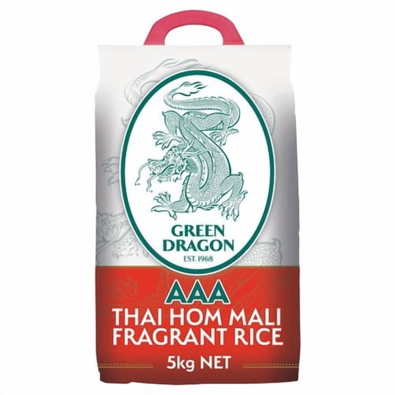 Green Dragon Thai Hom Mali Fragrant Jasmine Rice 5kg, British Import (Pack of 2)