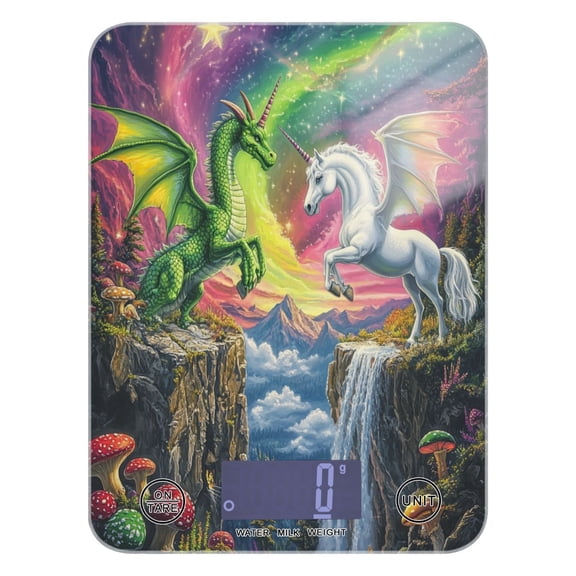 Green Dragon and White Unicorn Food Scale Digital Kitchen Scale Waterproof Grams Ounces lbs for For Baking and Cooking