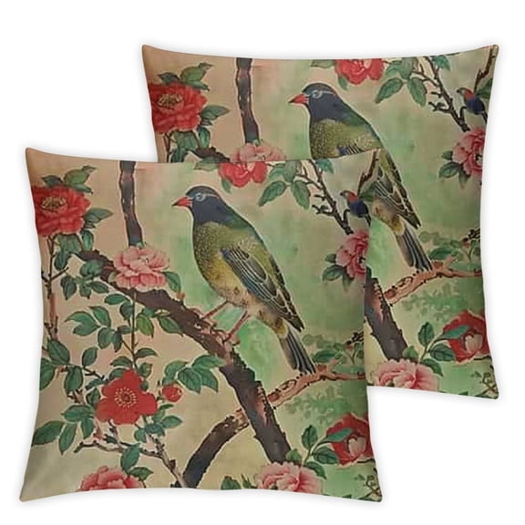 Green Dream Chinoiserie Throw Pillow Cover Cozy Square Throw Pillowcases Home Decor for Bed Couch Sofa Living Room Cushion Cover One Size