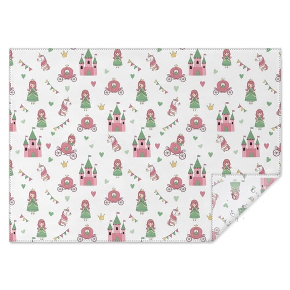 Green Dress Princess Castle Pattern Rectangle Tablecloth 60"x84",Waterproof Polyester Rectangle Table Cloth, Wipeable Spillproof Polyester Tablecloth for Dining, Camping, Indoor and Outdoor