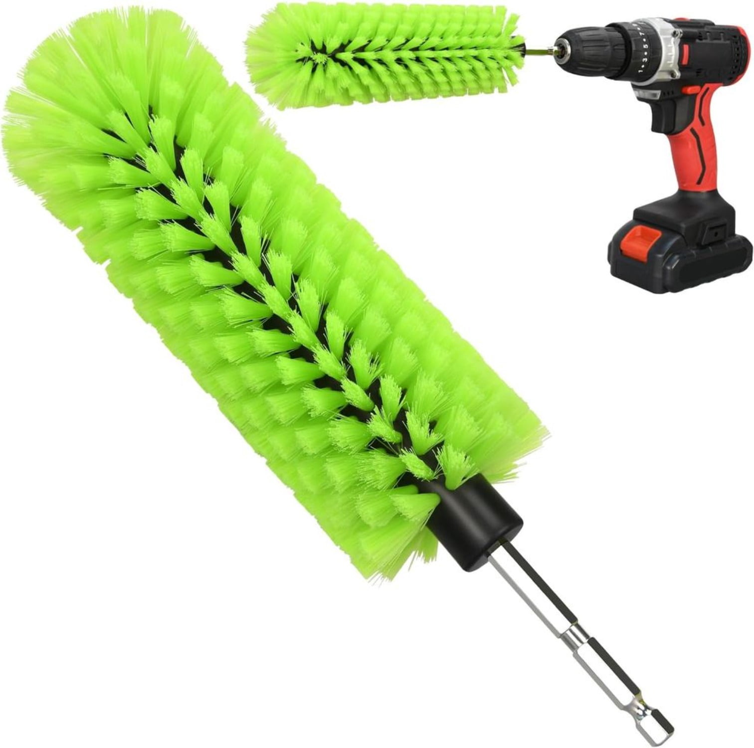 Green Drill Brush for Car Wheel and Bottle High Density Nylon Cleaning Brush for Wheels Rims Engines Exhaust