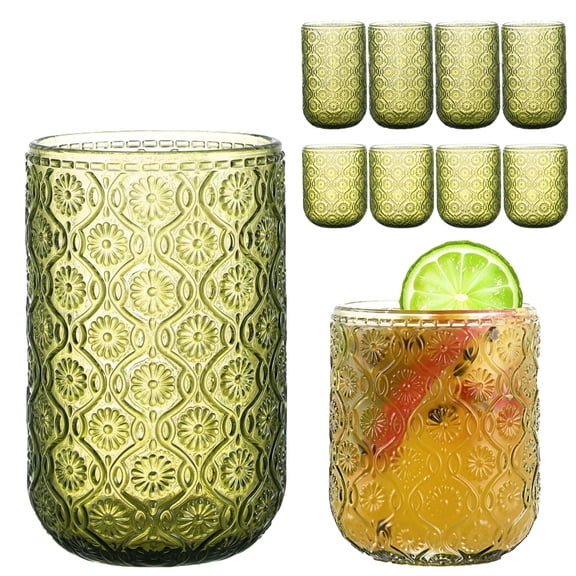 Green Drinking Glasses Set of 12