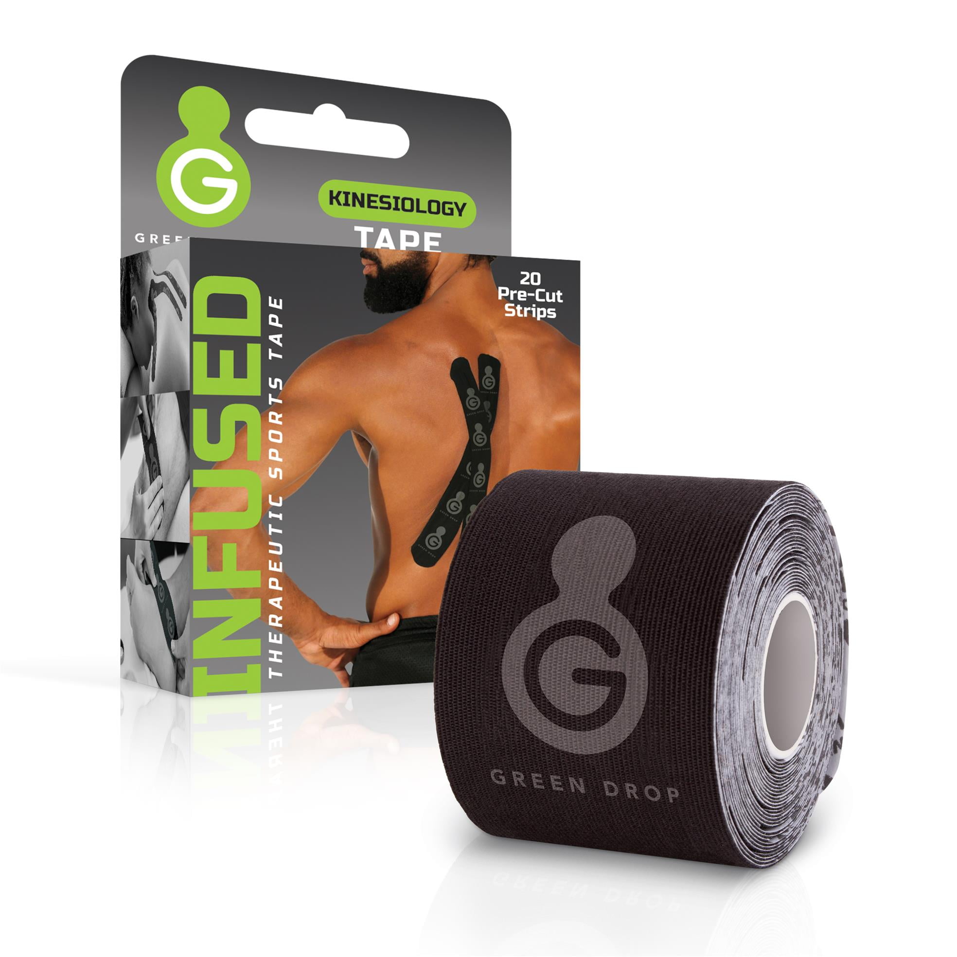 Green Drop Kinesiology Tape PreCut, Natural Muscle Relief, HSA/FSA