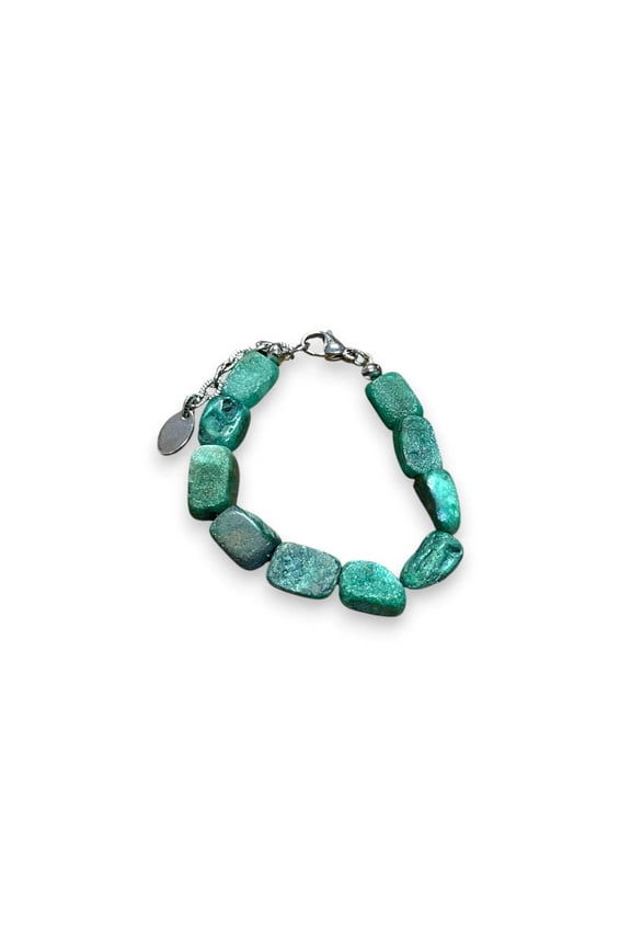 Green Druzy Bracelet, Natural Stone Jewelry