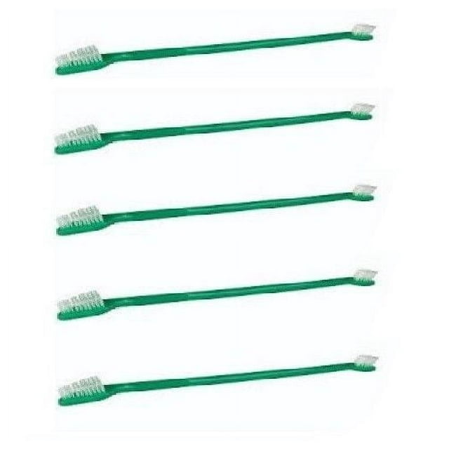 Green Dual End Toothbrushes For Dogs Dental Oral Health Grooming Bulk Available (5 Toothbrushes