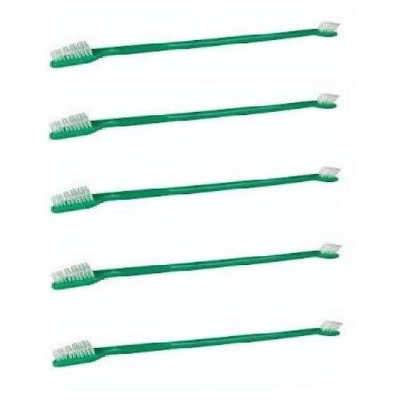 green dual end toothbrushes for dogs dental oral health grooming bulk available (5 toothbrushes)