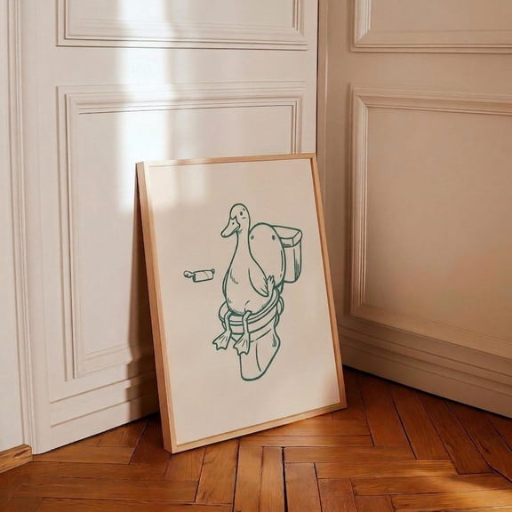 Green Duck Retro Poster Quirky Bathroom Gallery Wall Art, Unframed Poster