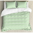 thumbnail image 1 of Green Duvet Cover Set, 60s 70s Pop Art Inspired Retro Green Polka Dots Circles Vintage Design Art, Decorative 3 Piece Bedding Set with 2 Pillow Shams, King Size, Fern Green and White, by Ambesonne, 1 of 3