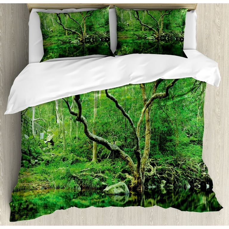 Moss green top pillow shams