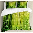 thumbnail image 1 of Ambesonne Nature Duvet Cover Sets, Tropical Amazon Forest, 2-King, Forest Green Pale Green, 1 of 3