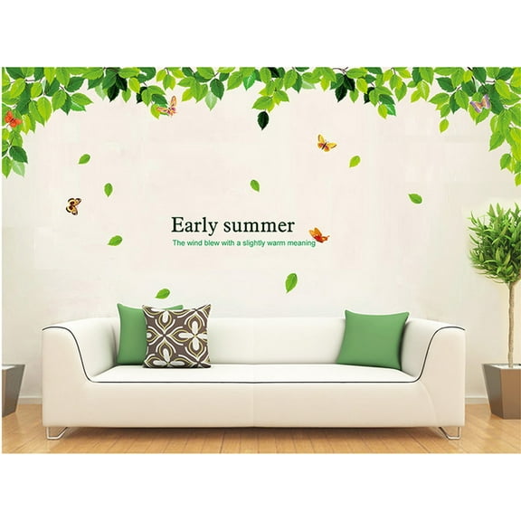 Green Early Summer Wall Decal - DIY PVC Transparent Film for Kindergarten, Children's Rooms, and Living Room Decor to Enliven Your TV Sofa Background and Window Dressing